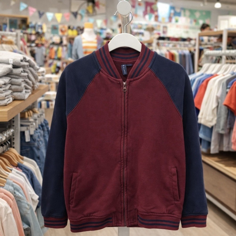 Janie and Jack Zipup Track Jacket Maroon Navy Academia Play Outdoors‎ 10-12y